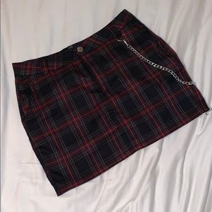 Plaid mini skirt with chain from Dolls Kill